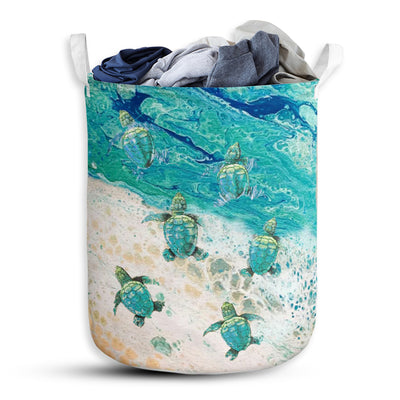 Turtle Ocean Oil Painting - Laundry Basket - Owls Matrix LTD