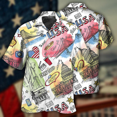 America USA Art Style - Hawaiian Shirt - Owls Matrix LTD