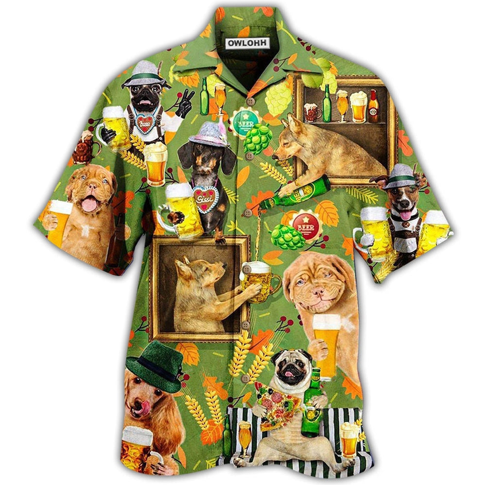 Hawaiian Shirt / Adults / S Beer Dogs Green Style - Hawaiian Shirt - Owls Matrix LTD
