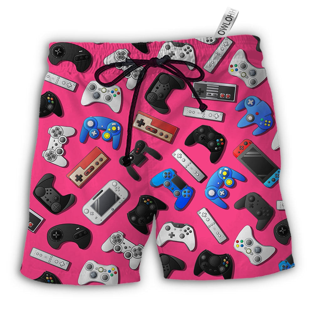 Beach Short / Adults / S Game Video Game Pink Style - Beach Short - Owls Matrix LTD