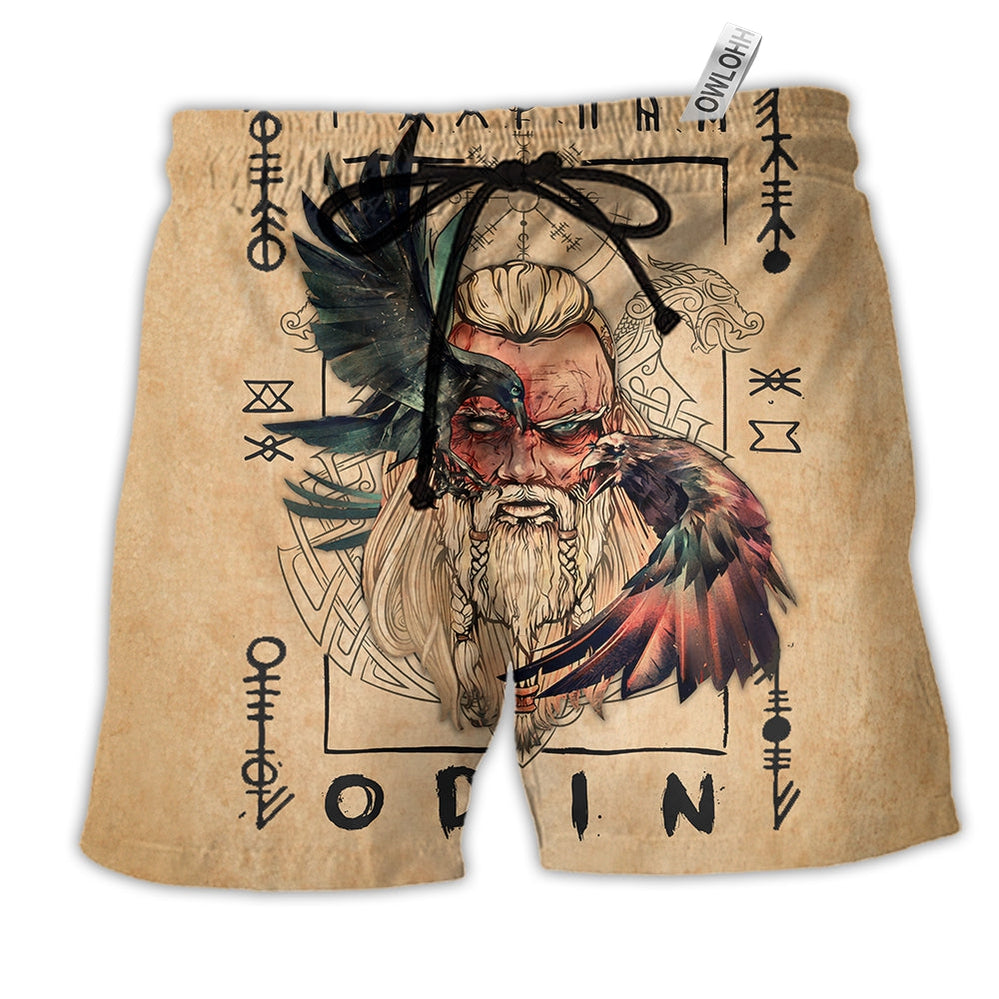 Beach Short / Adults / S Viking Odin Sign Old Man - Beach Short - Owls Matrix LTD