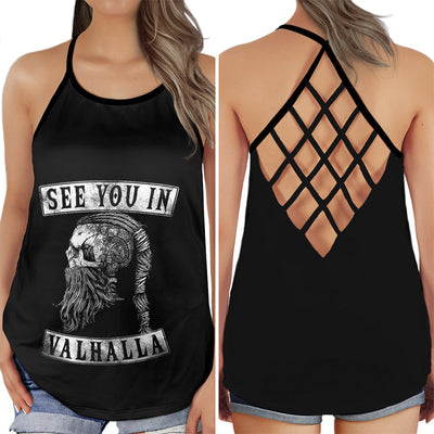 S Viking Strong See You In - Cross Open Back Tank Top - Owls Matrix LTD