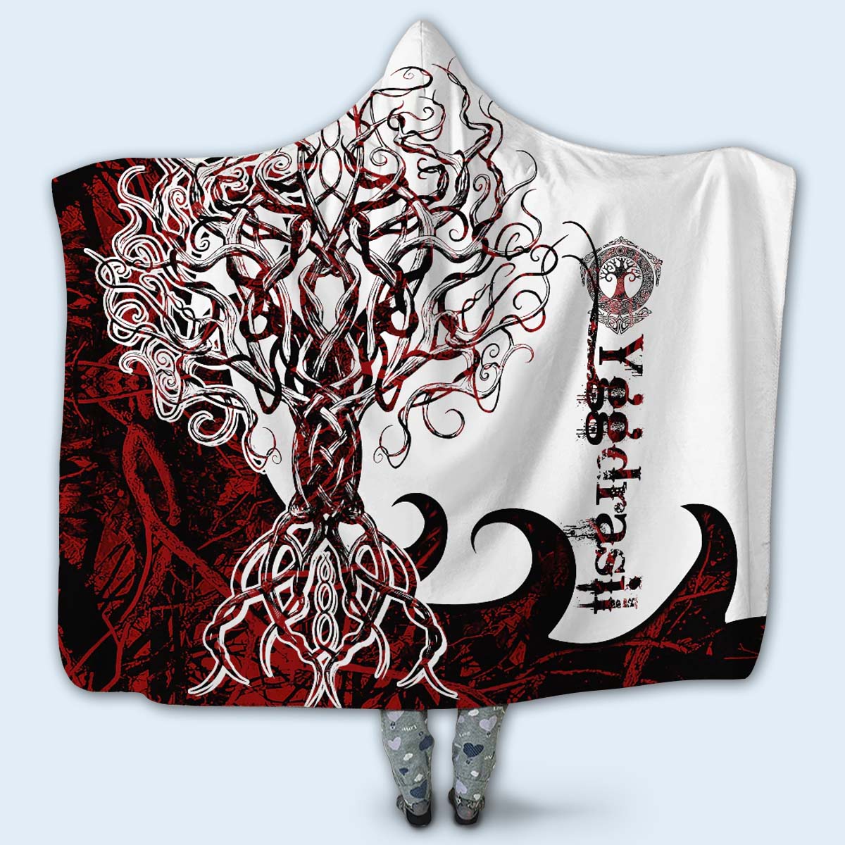 Viking Yggdrasil Legend Red And White Amazing Style - Hoodie Blanket - Owls Matrix LTD
