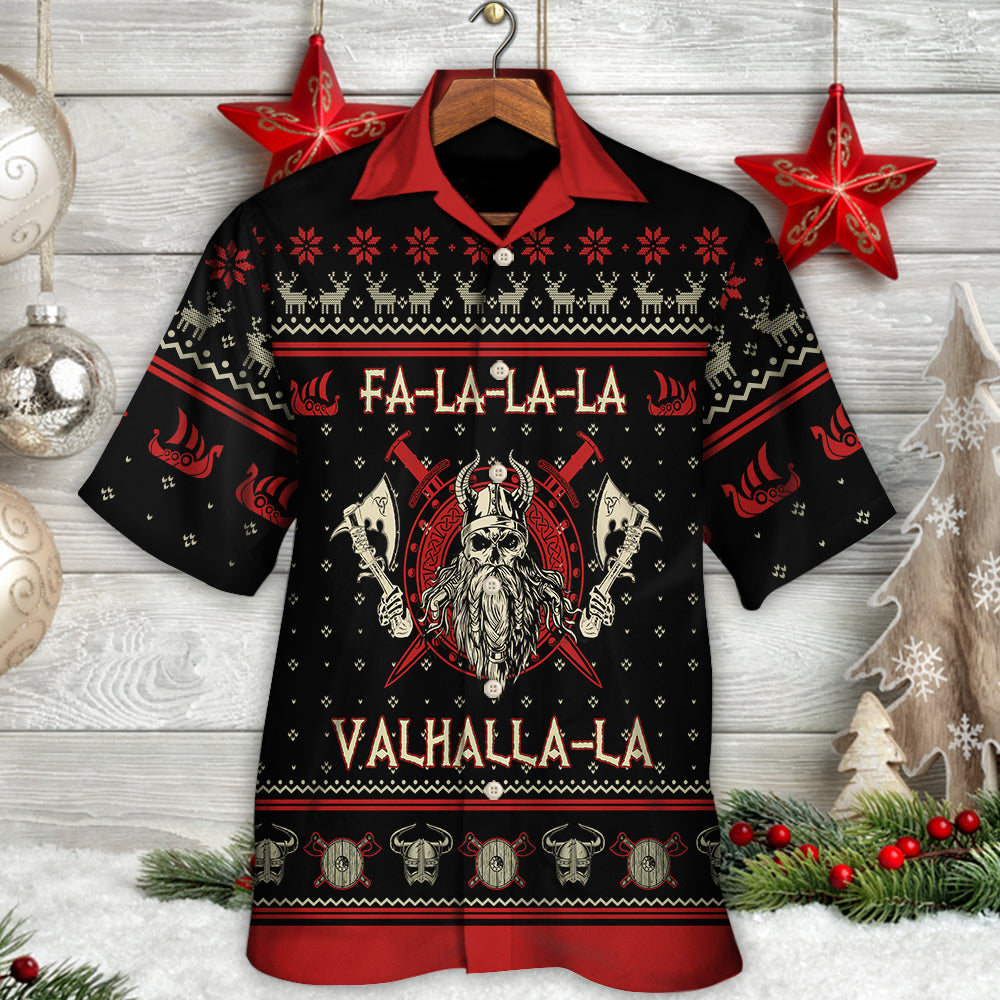 Viking Valhalla Black And Red - Hawaiian Shirt - Owls Matrix LTD