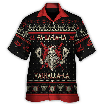 Hawaiian Shirt / Adults / S Viking Valhalla Black And Red - Hawaiian Shirt - Owls Matrix LTD