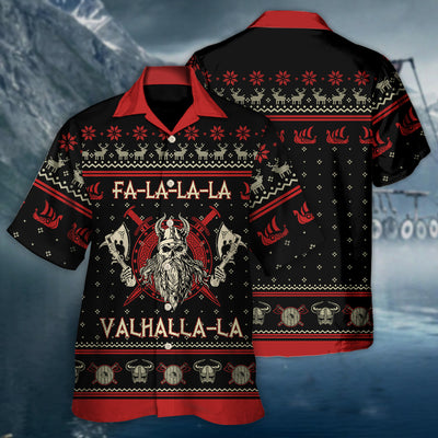 Viking Valhalla Black And Red - Hawaiian Shirt - Owls Matrix LTD