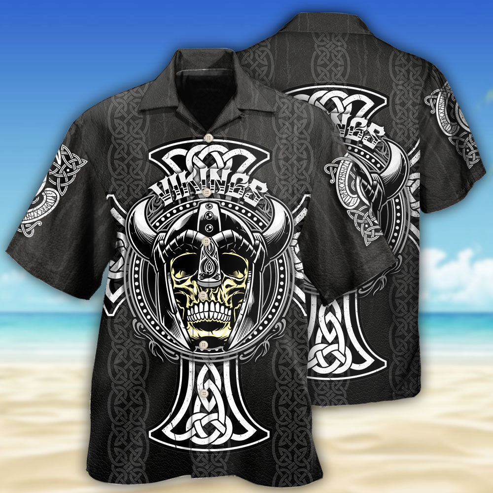 Viking Cool Pattern Black Style - Hawaiian Shirt - Owls Matrix LTD