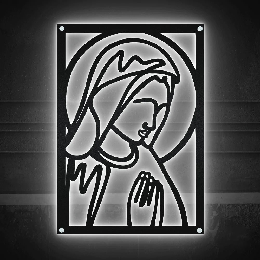 Virgin Mary Love All - Led Light Metal - Owls Matrix LTD