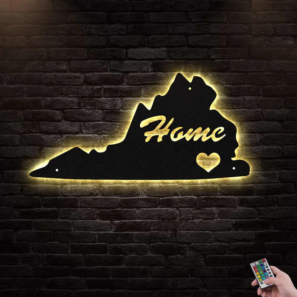 Virginia My Home - Led Light Metal - Owls Matrix LTD