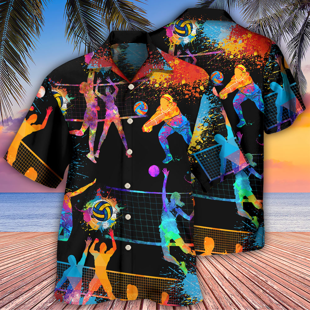 Volleyball Art Mix Color - Hawaiian Shirt - Owls Matrix LTD