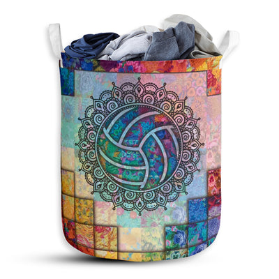 S: 17.72”x13.78” (45x35 cm) Volleyball Pattern Flower - Laundry Basket - Owls Matrix LTD