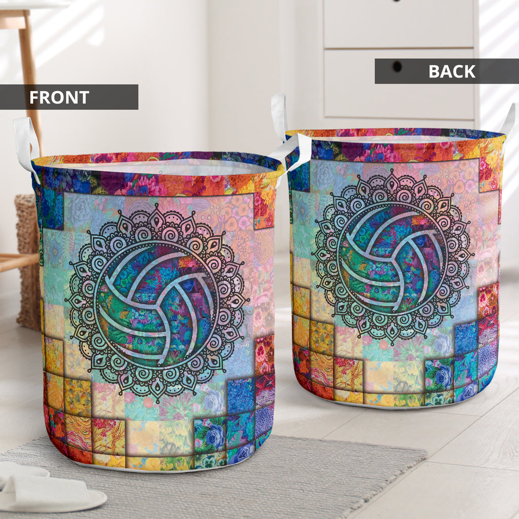 Volleyball Pattern Flower - Laundry Basket - Owls Matrix LTD