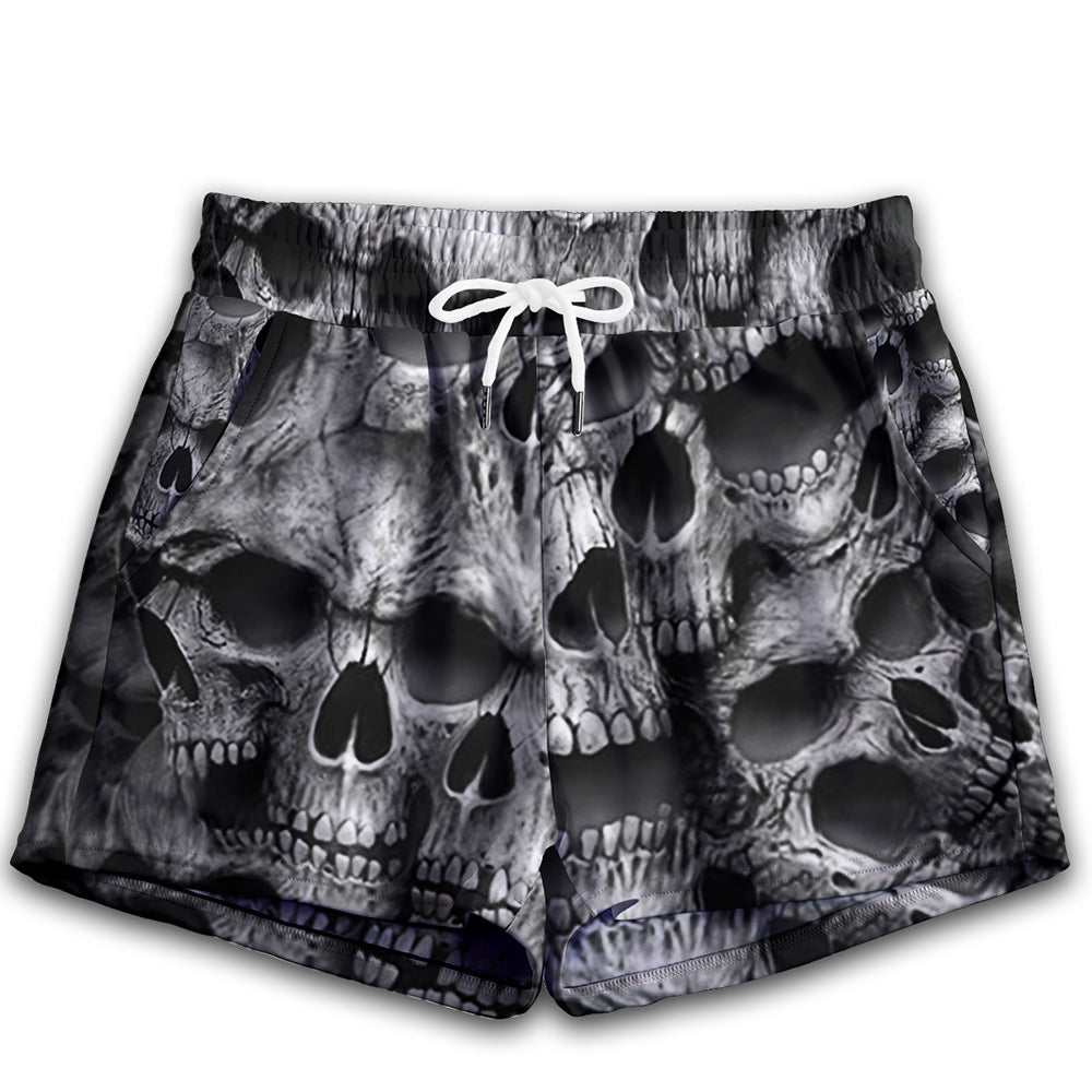 XS Skull No Fear No Pain - Women's Casual Shorts - Owls Matrix LTD