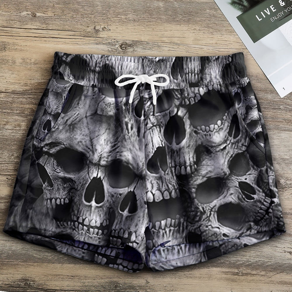 Skull No Fear No Pain - Women's Casual Shorts - Owls Matrix LTD