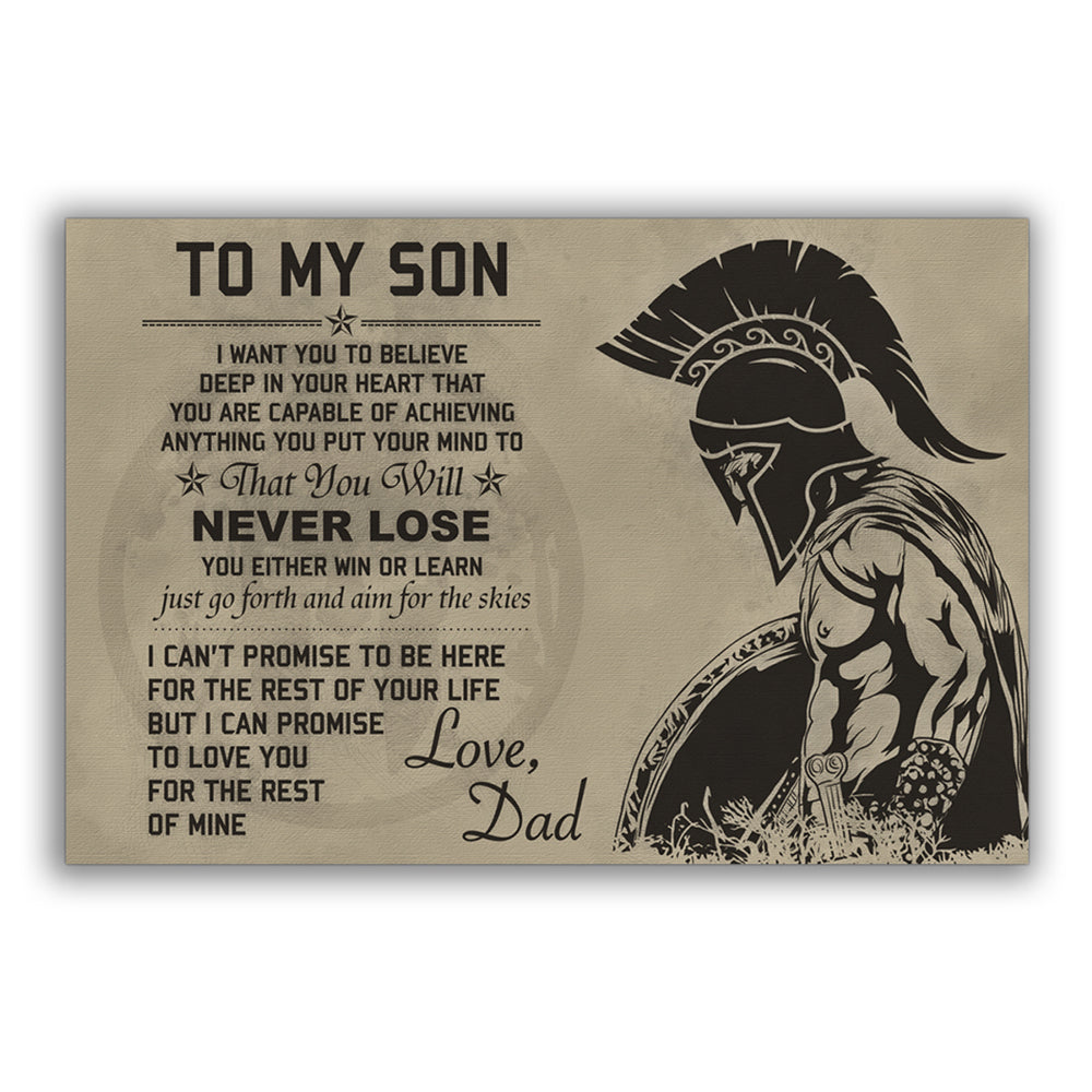 12x18 Inch Warrior Of God To My Son Love Dad - Horizontal Poster - Owls Matrix LTD