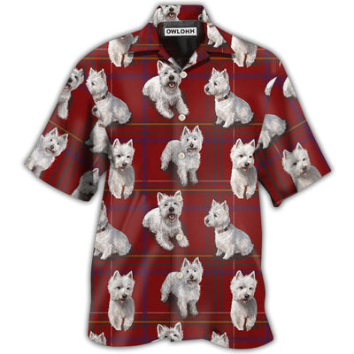 Hawaiian Shirt / Adults / S West Highland Terrier Dog Lover Red Background - Hawaiian Shirt - Owls Matrix LTD