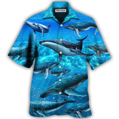Whale Style In Blue Ocean - Hawaiian Shirt - Owls Matrix LTD