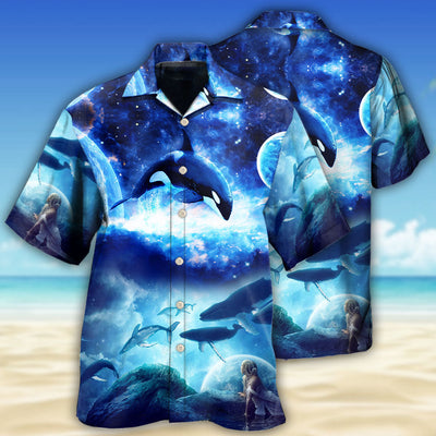 Whale Blue Galaxy Mysterious - Hawaiian Shirt - Owls Matrix LTD