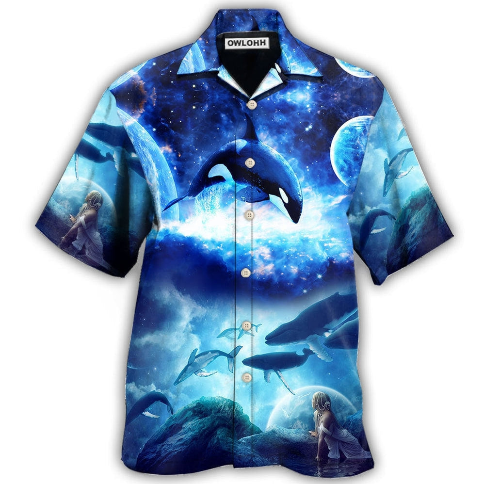 Hawaiian Shirt / Adults / S Whale Blue Galaxy Mysterious - Hawaiian Shirt - Owls Matrix LTD