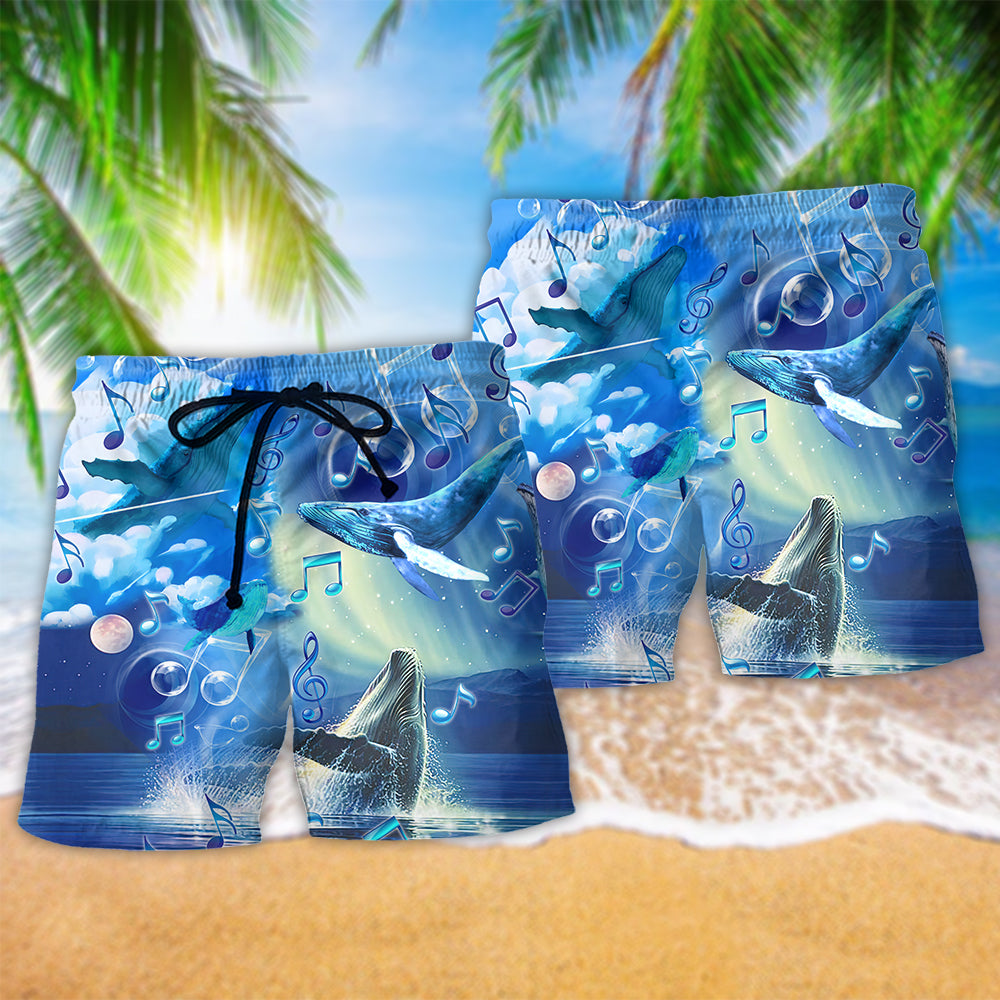 Whale Dancing In The Melody Of The Blue Sea Beautiful - Beach Short - Owls Matrix LTD