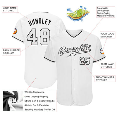Custom White White-Black Authentic Baseball Jersey - Owls Matrix LTD