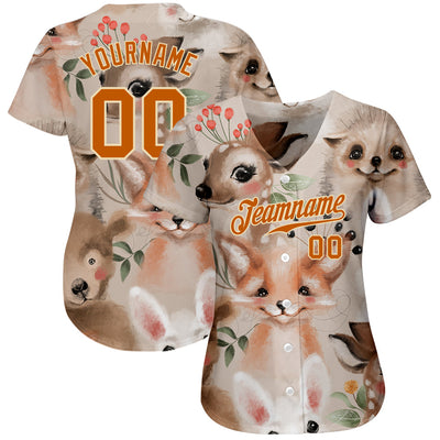 Custom White Texas Orange-Cream 3D Pattern Design Foxes Authentic Baseball Jersey - Owls Matrix LTD