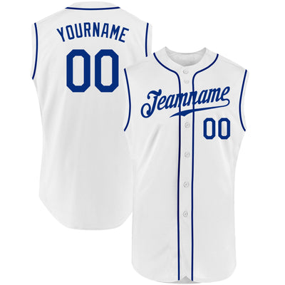 Custom White Royal Authentic Sleeveless Baseball Jersey - Owls Matrix LTD