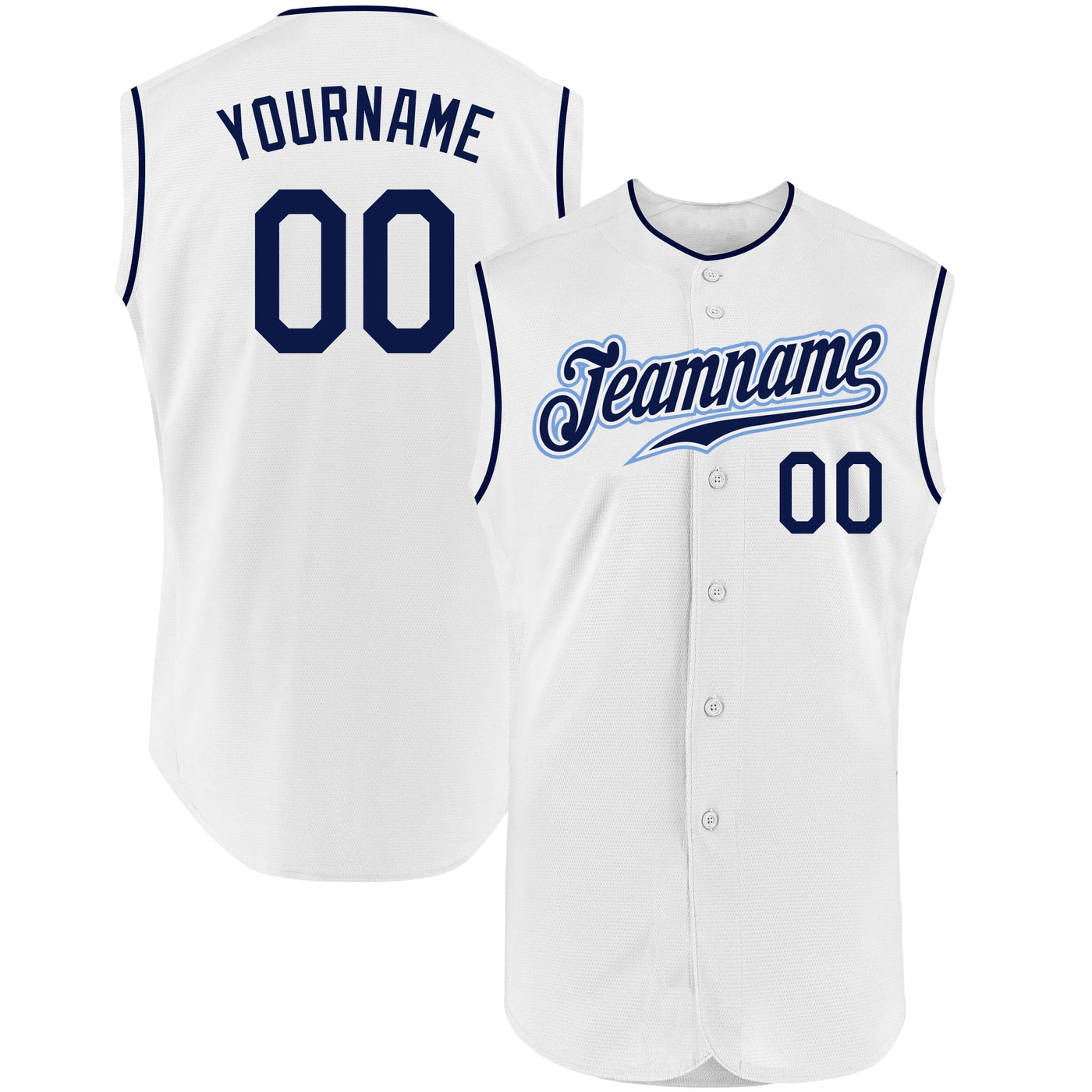 Custom White Navy Authentic Sleeveless Baseball Jersey - Owls Matrix LTD