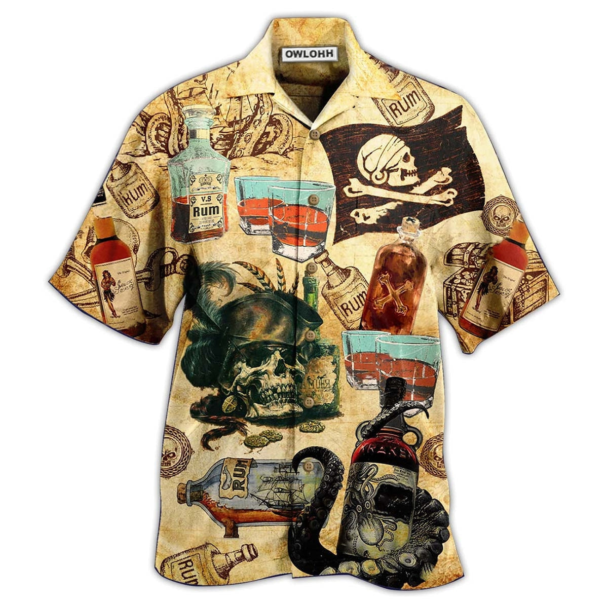 Hawaiian Shirt / Adults / S Wine And Skull My Life - Hawaiian Shirt - Owls Matrix LTD