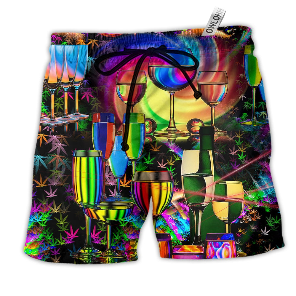 Beach Short / Adults / S Wine Do Something To Stay Happy And Chill Color - Beach Short - Owls Matrix LTD