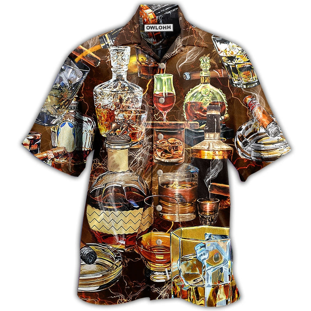Hawaiian Shirt / Adults / S Wine Happiness Is Whisky - Hawaiian Shirt - Owls Matrix LTD