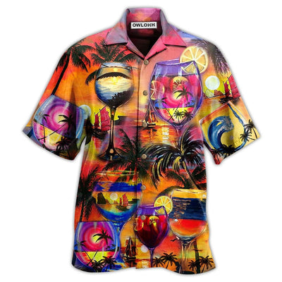Hawaiian Shirt / Adults / S Wine It's Time For Wine And Hawaii - Hawaiian Shirt - Owls Matrix LTD