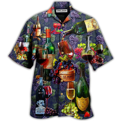 Hawaiian Shirt / Adults / S Wine Life Is Better With A Glass Of Wine Grape - Hawaiian Shirt - Owls Matrix LTD
