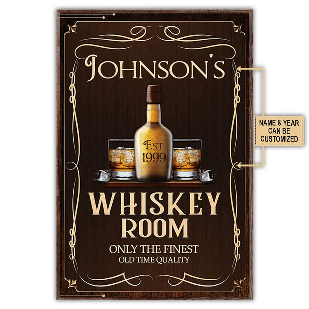 12x18 Inch Wine Whiskey Room Personalized - Vertical Poster - Owls Matrix LTD