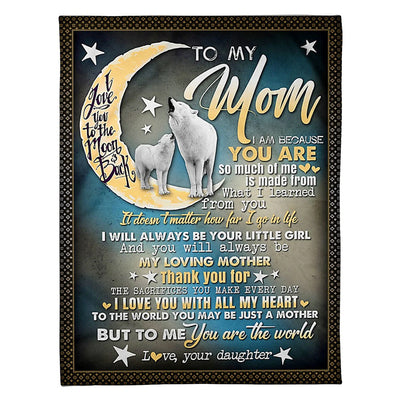 50" x 60" Wolf I Love You To The Moon And Back You Are The World - Flannel Blanket - Owls Matrix LTD