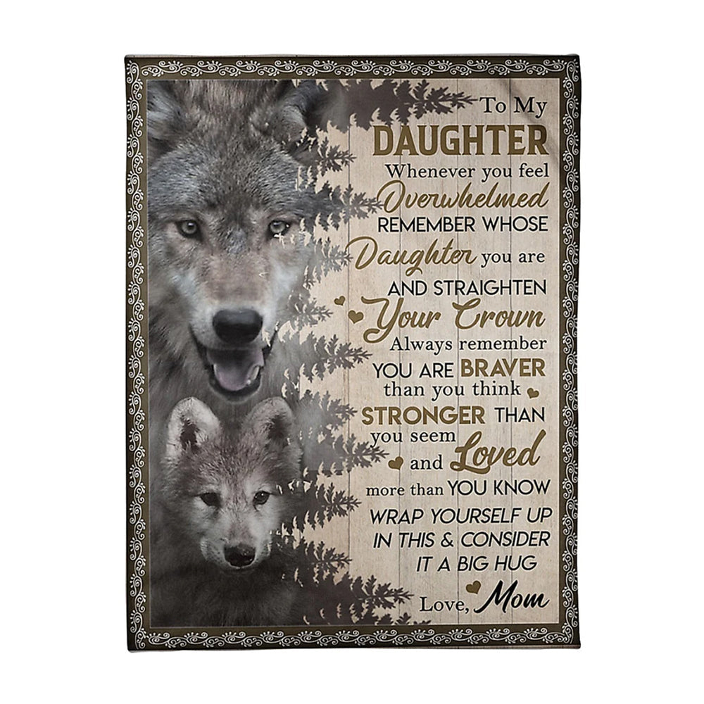 50" x 60" Wolf It A Big Hug To Daughter From Mom Daughter - Flannel Blanket - Owls Matrix LTD