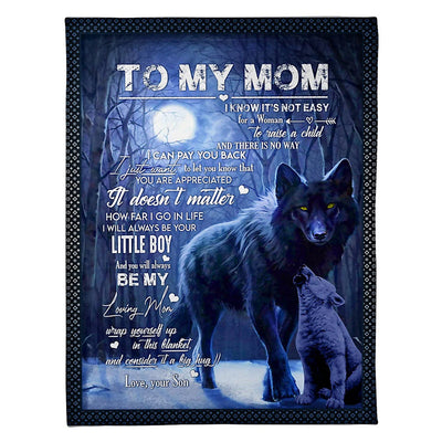 50" x 60" Wolf To My Loving Mom Little Boy - Flannel Blanket - Owls Matrix LTD
