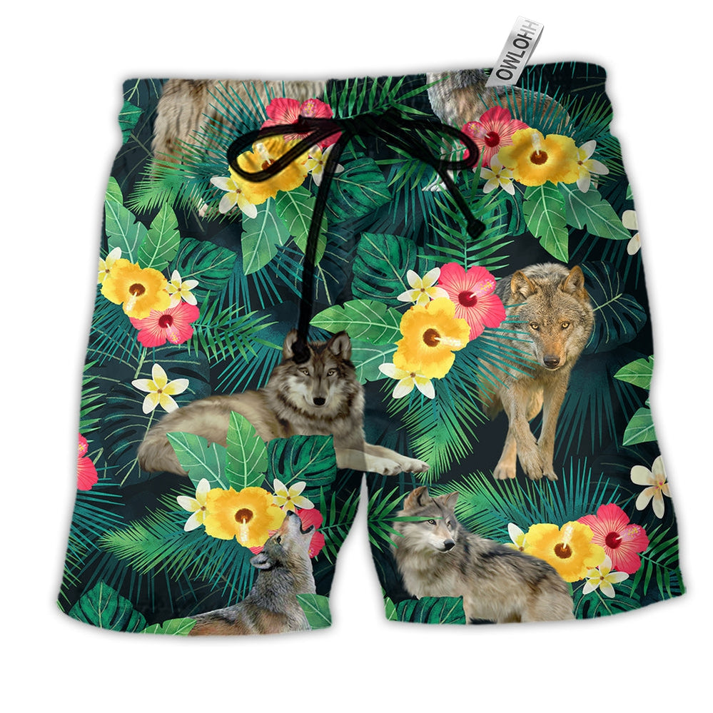 Beach Short / Adults / S Wolf Tropical Floral Summer Vibes - Beach Short - Owls Matrix LTD