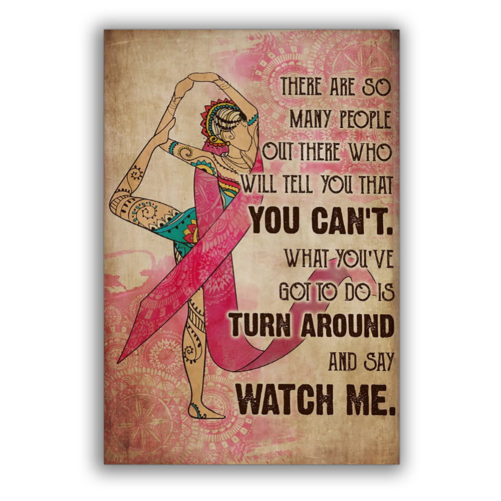 12x18 Inch Yoga Breast Cancer Love Life Amazing Style - Vertical Poster - Owls Matrix LTD