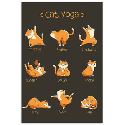 12x18 Inch Yoga Life Peace Cat Yoga - Vertical Poster - Owls Matrix LTD