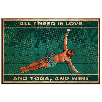 12x18 Inch Yoga Love Peace And Wine - Horizontal Poster - Owls Matrix LTD
