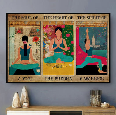 Yoga Love Peace The Soul Of Yoga - Horizontal Poster - Owls Matrix LTD