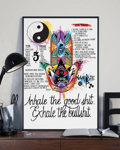 Yoga Namaste Hand Exhale The Bullshit - Vertical Poster - Owls Matrix LTD