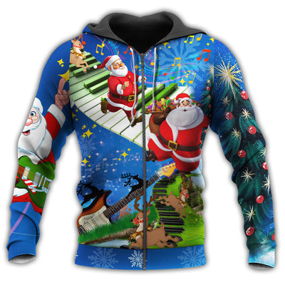 Zip Hoodie / S Christmas Jumping On Musical With Blue Style - Hoodie - Owls Matrix LTD