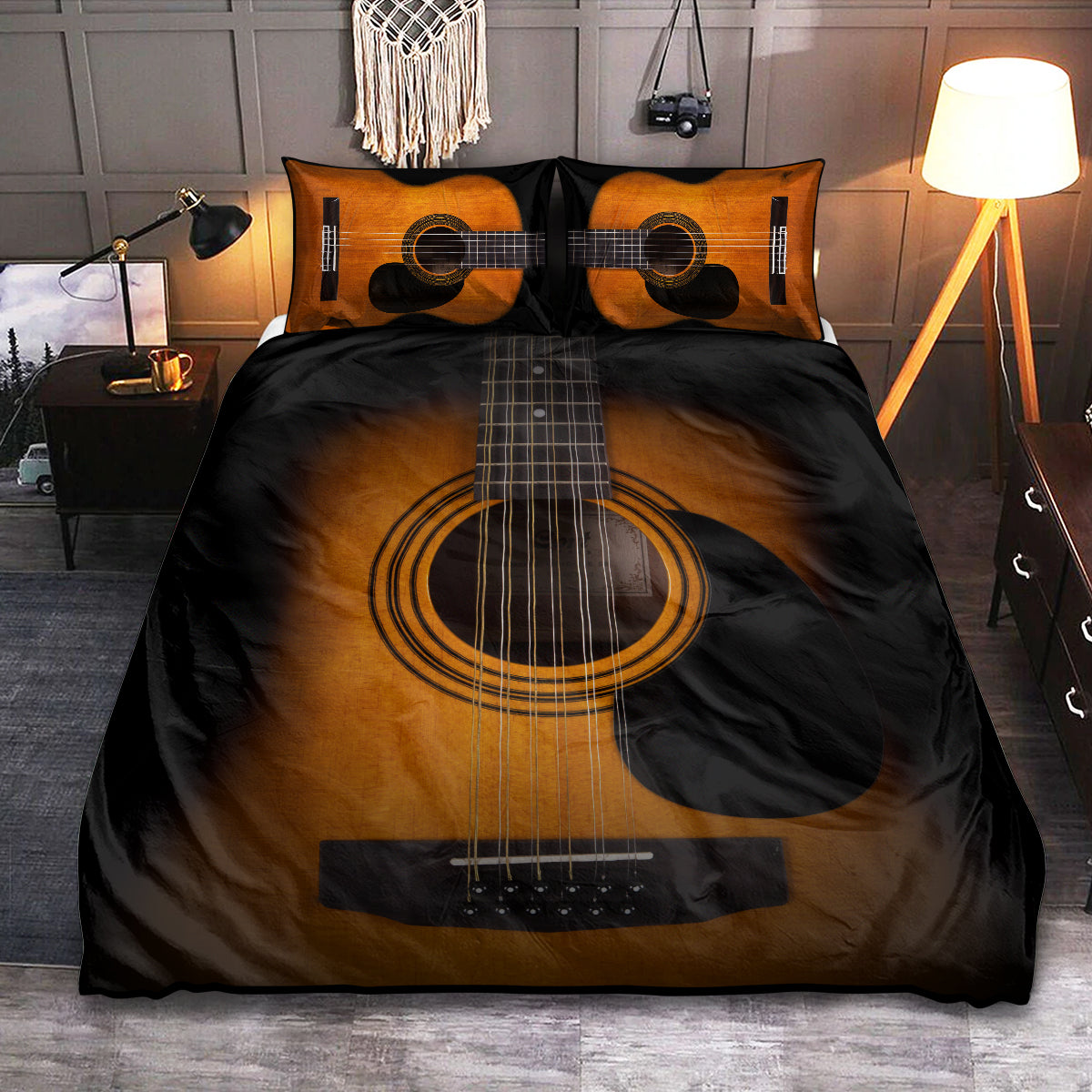 Guitar Music Is Life Guitar Is Love - Bedding Cover - Owls Matrix LTD
