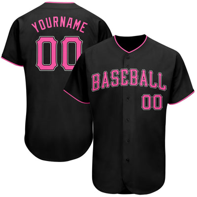 Custom Black Pink-White Authentic Baseball Jersey - Owls Matrix LTD