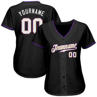 Custom Black White-Purple Authentic Baseball Jersey - Owls Matrix LTD