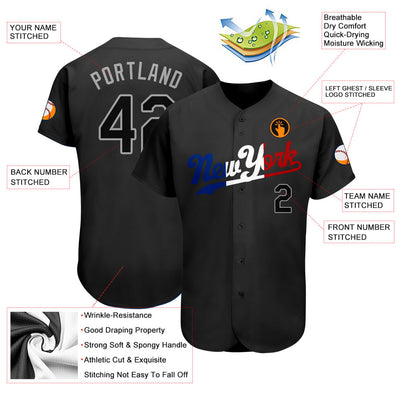 Custom Black Black-Royal Authentic Baseball Jersey - Owls Matrix LTD