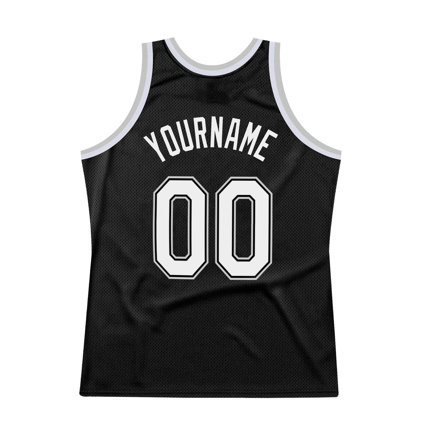 Custom Black White-Silver Gray Authentic Throwback Basketball Jersey