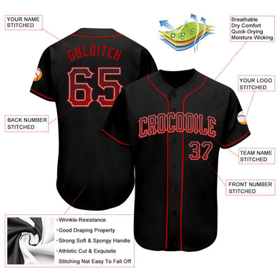 Custom Black Red-Gray Authentic Drift Fashion Baseball Jersey - Owls Matrix LTD